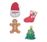 MOLUCKFU 4pcs Christmas Wood Pulp Dishwashing Sponges Oil-Absorbent Non-Stick Kitchen Scrubbers for Dishes and Sinks Reusable Holiday Cleaning Tools with Festive Designs for Deep Cleaning