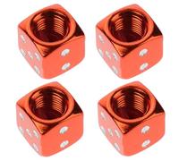 MOLUCKFU 4pcs Dice Style Tire Valve Caps for Car and Bike Lightweight Aluminum Alloy Stem Covers Easy Installation Wear-resistant Dust Protection Vibrant Orange Design
