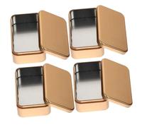 MOLUCKFU 4Pcs Gold Rectangular Tin Boxes with Hinged Lids, Lightweight Metal Containers for Candy, Small, and Wedding Packaging (4.32X2.55X1.38 Inch)