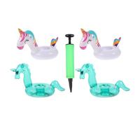 MOLUCKFU 4Pcs Inflatable Floating Party Cup Holders with Animal Shapes and Inflator Creative PVC Pool Drink Floats for Beach Pool Hawaiian and Tropical Parties