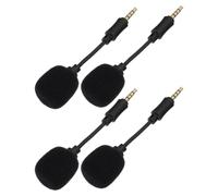 MOLUCKFU 4pcs Mini Noise Reduction Microphone Trrs In-line Singing Mic for Live Streaming Voice Recording Compatible with Smartphone Laptop PC Portable Black