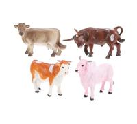 MOLUCKFU 4Pcs Miniature Simulation Cow Model Wild Animal Figures Desktop Adornments for Home Office Decor
