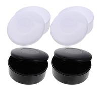 MOLUCKFU 4pcs Plastic Go Game Pieces Storage Box Set, Black and White Circular Chess Jars, Simple Plastic Chess Pieces Container for Board Game Supplies
