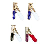 MOLUCKFU 4Pcs Science Beaker Brooch Pins with Rhinestones Metal Alloy Chemistry Experiment Lapel Badges for Women and Accessories Gift Random Color