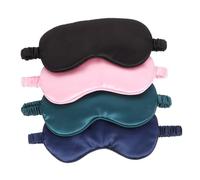 MOLUCKFU 4Pcs Silk Sleep Eye Mask Soft Light-Blocking Cover with Strap for Restful Sleep at Home Travel and Nap Comfortable and Washable Eye Shade in Black Dark Green Pink Navy
