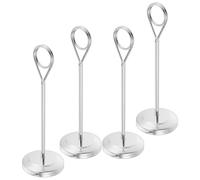 MOLUCKFU 4pcs Stainless Steel Tall Table Number Holders with Mirror Finish for Weddings and Events Elegant Photo Stands and Card Clips for Place Cards Menus and Messages Silver Table