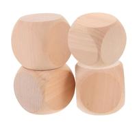 MOLUCKFU 4pcs Unfinished Wood Dice Jumbo Blank Wooden Cubes for Diy Craft Projects for Games and Creative Activities for Parties and Skill Development