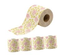 MOLUCKFU 5 Rolls Decorative Rose Printed Toilet Paper Bamboo Pulp Tissue for Home Office Hotel Bathroom Artistic Floral Design for Stylish and Convenient Use