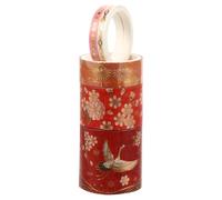 MOLUCKFU 5 Rolls Red DIY Paper Tape Chinese Style Decorative Patterns, Portable Crafting Tape for DIY Crafts and Scrapbooking, for Art Projects and Gift Wrapping