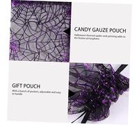 MOLUCKFU 50Pcs Halloween Drawstring Bags Small Organza Bundle Pockets with Spider Web Gauze Design Reusable Candy Gift Bags for Party Favour Storage Mixed Colors
