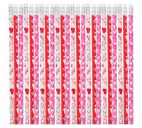 MOLUCKFU 50pcs Heart-pattern Hb Pencils with Rubber Eraser Tips, Wooden Pencils Featuring Break-resistant Cores and Even Sharpening, for ’s Day and School Use