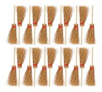 MOLUCKFU 50Pcs Miniature Brooms Dollhouse Accessories Small House Decor Broom Ornaments Red Thread 9.5Cm DIY Fairy Garden Cleaning Props for Doll Furniture Model