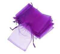MOLUCKFU 50PCS Purple Small Organza Bags with Drawstring Closure Sheer Mesh Pouches for Jewelry Wedding Favors Candy Party and Holiday Packaging
