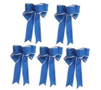 MOLUCKFU 5pcs Christmas Bow Ornaments for Crafts Ribbons for Crafts Xmas Ornaments Organza Ribbon Blue