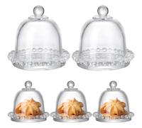MOLUCKFU 5pcs Small Creative Crystal Glass Cake Dome Cover Food Display Dustproof Fruit Shield for Kitchen and Party Serving