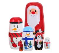 MOLUCKFU 6-layer Wooden Russian Nesting Dolls Set, Christmas Santa Claus and Snowman Matryoshka, 7x7x14.5cm Stackable Wooden Dolls for Holiday Home Décor and ’s Collectible