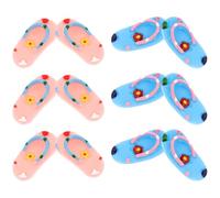 MOLUCKFU 6 Pairs Miniature Doll Slippers Set for Mini House Decoration, Summer Beach Scene Props with Pink and Blue Small Slipper Models, Miniature Ornament for Dollhouse and DIY Hawaiian