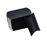 MOLUCKFU 60pcs Black Kraft Paper Pillow Boxes Rope, Party Favor Candy Containers, Krafts Paper Box for Home and Event Packaging
