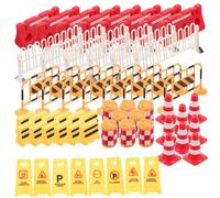 MOLUCKFU 62pcs Miniature Traffic Barrier Bright Road Signs for City Traffic Scene Play Lightweight Educational Simulation Model for Safe Learning and Interaction