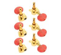 MOLUCKFU 6pcs Acoustic Guitar Tuning Pegs, Gold Oval Decorative Head Fully Enclosed Locking Tuners with Winder for Folk Guitar Replacement Strings and Ukulele