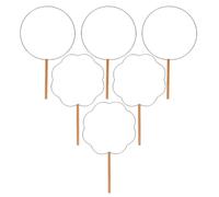 MOLUCKFU 6pcs Chinese Handheld Fan Frame for Crafting DIY Projects and Stage Performances, Sturdy Iron Structure with Wooden Handle, Creative Design and Refined Finish for Beginners and Art