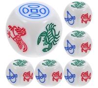 MOLUCKFU 6pcs Fish Crab Shrimp Dice Resin Game Props Small Multi-sided Board Dice for Bar Pub Party Entertainment