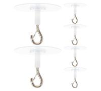 MOLUCKFU 6pcs Heavy Duty Self-Adhesive Ceiling Hooks for Hanging Bed Canopy and Dome Mosquito Net, Removable Plastic Hooks with Stainless Steel Base, Stick on Ceiling Mount for Bedrooms