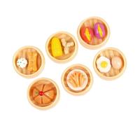 MOLUCKFU 6Pcs Mini Steamed Food Craft Realistic Miniature Food Pretend Play Kitchen Steamer Models for Doll House Decor and Photography Props