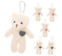 MOLUCKFU 6pcs Plush Bear Keychains Soft Stuffed Animal Pendant Bag Charms with Pink and Green Heart Lightweight Mini Bear Keyring for Birthday Valentine S Day Christmas and Everyday