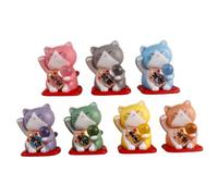 MOLUCKFU 7pcs Mini Lucky Cat Figures PVC Miniature Cat Sculptures for Desktop Decoration Dollhouse Garden and Car Ornament Collection Cute Micro Animal Figurines