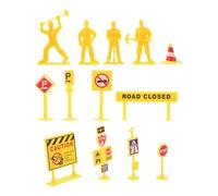 MOLUCKFU 84pcs Mini Traffic Sign and Roadblock Set for - Small Plastic Traffic Cones and Construction Warning Signs - Miniature Road Safety Props for Model Scenes and Birthday Party