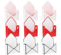 MOLUCKFU 9pcs Flower Wrapping Boxes Enveloped Shape Paper Flower Storage Box Set with Red Polka Dot, Black White Dot, White Pink Stripe for Bouquet Packaging and Floral Arrangements
