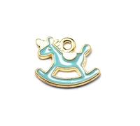 MOLUCKFU alloy pendant charm jewelry making pendants 20pcs blue hobby horse for necklace scrapbooking project