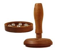 MOLUCKFU Beech Wood 9-Ball Steel Massage Roller, Manual Handheld Muscle Massage Stick for Feet, Legs, and Back, Textured Therapy Tool for Home and Office Use