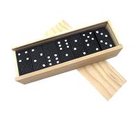 MOLUCKFU Black Wooden Domino Set with Storage Box Lightweight Educational Building Blocks Game for Family Fun for Indoor and Outdoor Play