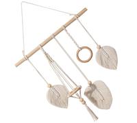 MOLUCKFU Bohemian Headband Storage Organizer with Cotton and Wood Materials, Hair Bow Hanger for Home Displaying Clips and Accessories, for Dormitory and Baby Room Wall Decoration in Beige