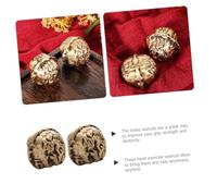 MOLUCKFU Brass Chinese Hand Exercise Walnuts for Grip Strength and Stress Relief Solid Vintage-style Handballs for Seniors Office Workers and Collectors Portable Fitness Art Supplies