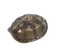 MOLUCKFU Brass Turtle Shell Divination Figurine for Feng Shui Desk Decor Portable Taoist Inspiration Prop for Health Prosperity Wealth Traditional Handheld Fortune Telling Sculpture
