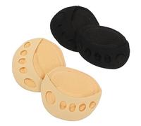 MOLUCKFU Breathable Women’s Half Palm Finger Socks 4pcs No-show Anti-skid Thin Invisible Socks for High Heels Skin Tone and Black