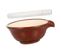 MOLUCKFU Ceramic Garlic Grinding Bowl Set with Pestle Large Mortar for Spices Medicine Chili and Grain Powder Crushing Japanese-style Kitchen and Pharmacy Tool