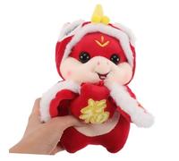 MOLUCKFU Chinese Zodiac Snake Plush Doll with Suction Cup Red Lucky Snake Stuffed Animal for Lunar Year Home Office Decor and