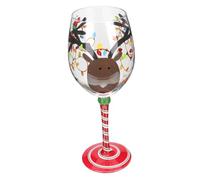 MOLUCKFU Christmas Wine Glass Goblet with Stem Festive Xmas Deer Pattern for Party Cocktails and Holiday Table Decor Crystal Glass Suitable for Wine Whiskey Juice and More
