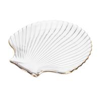 MOLUCKFU Creative Crystal Glass Decorative Dessert Plate with Gold Rim Transparent Household Fruit and Salad Serving Dish Practical Storage Container for Home Restaurant Bakery and Use