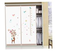 MOLUCKFU Deer Measure Height Wall Stickers for Boys and Girls Nursery Decor Removable Cartoon Vinyl Decals Cartoon Wall Sticker for Bedroom Living Fawn Height Chart Decor