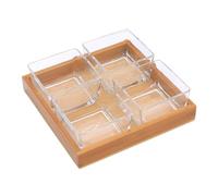 MOLUCKFU Divided Fruit Tray Glass Plates with Wood Holder Snack Serving Tray for Nuts and Candies Orderly Placement Use Assorted Color Random Color