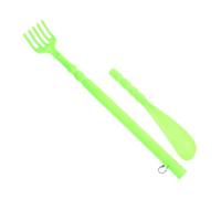 MOLUCKFU Double End Back Scratcher and Shoehorn Massager, Green, Long Handle Back Itch Scratching Tool with Claw for Body, Practical Relaxation Aid for Adults and Seniors