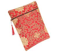 MOLUCKFU Double-Layer Brocade Buddhist Scriptures Bag Dragon Pattern Embroidered Cloth Pouch for Storing Religious Texts Traditional Chinese Style Holder for Book