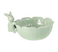 MOLUCKFU Easter Bunny Candy Dish, Porcelain Rabbit Figurines Dessert Salad Snack Serving Bowl Spring Dish Saucer for Kitchen Dining
