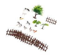 MOLUCKFU Educational Farm Animal Figurines Set with Miniature Fence Realistic Poultry for Role Play and Dollhouse Rural Scene Model for Collectors