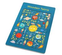 MOLUCKFU Educational Wooden Outer Space Planet Puzzle Safe and Portable Early Learning Building Block Puzzle for Funny and Practical for